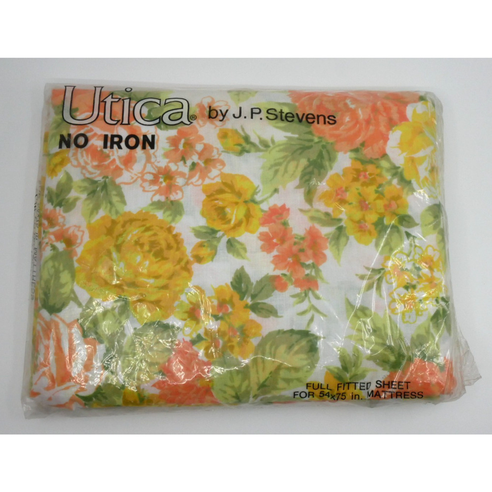 VTG Retro JP Stevens Utica Angeleen Floral Full Size FittedSheet No Iron Percale